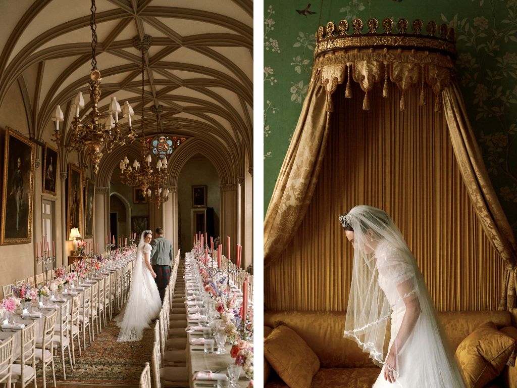 Phillipa Lepley Bespoke Celestial Puff Sleeve Wedding Dress Lady Violet Manners Viscountess Garnock Wedding At Belvoir Castle