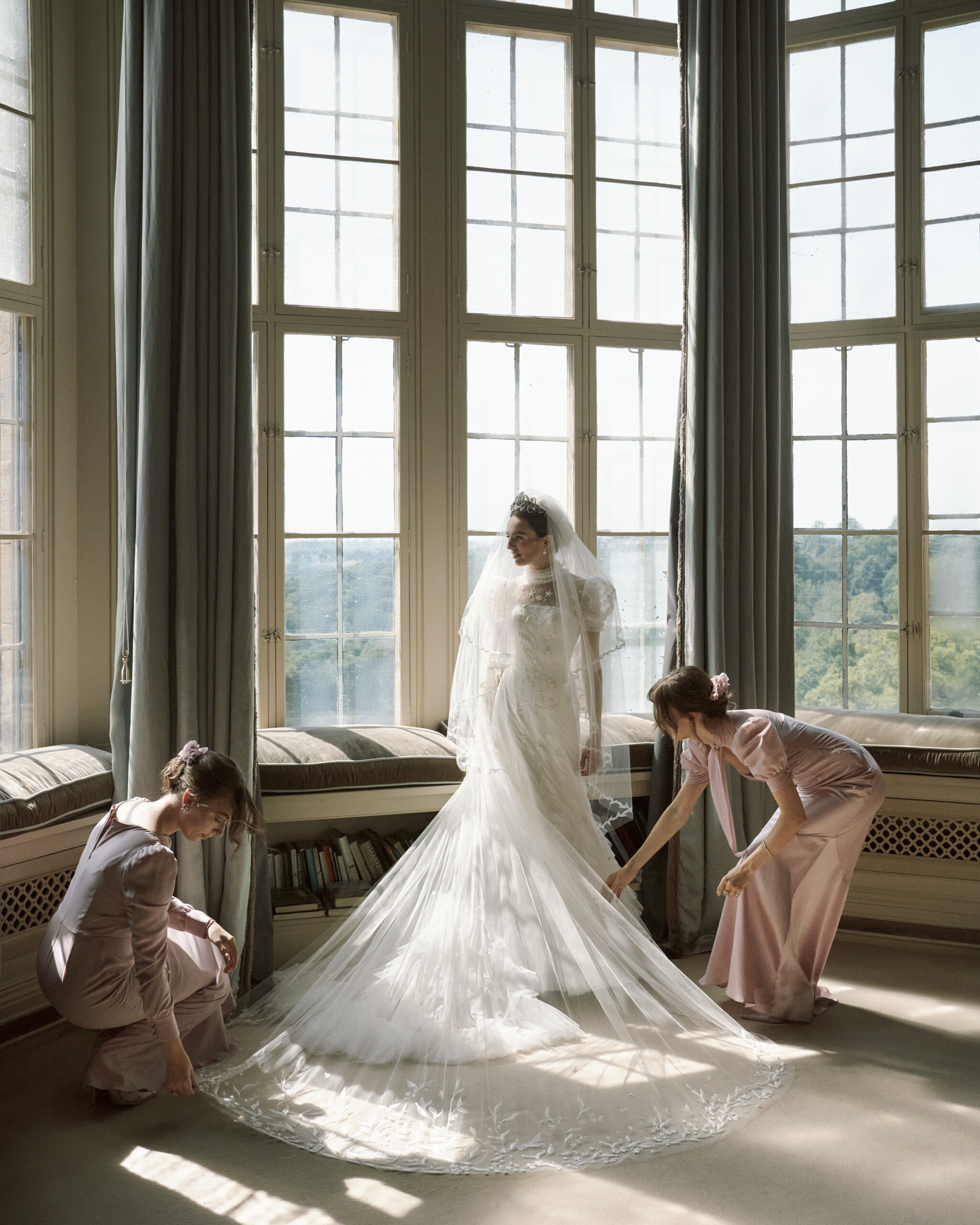 Phillipa Lepley Bespoke Celestial Puff Sleeve Wedding Dress Lady Violet Manners Viscountess Garnock Wedding At Belvoir Castle