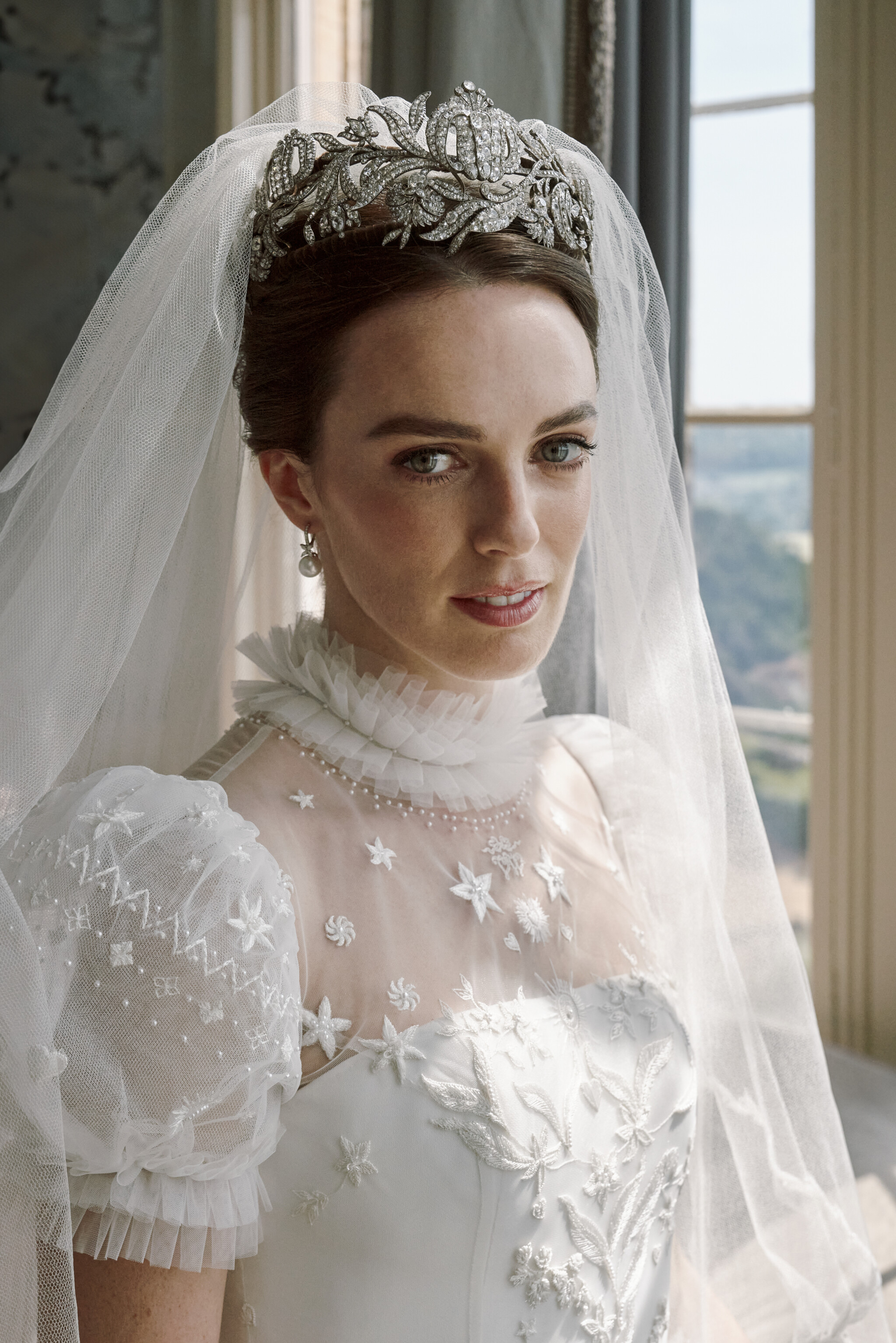 Phillipa Lepley Bespoke Celestial Puff Sleeve Wedding Dress Lady Violet Manners Viscountess Garnock Wedding At Belvoir Castle