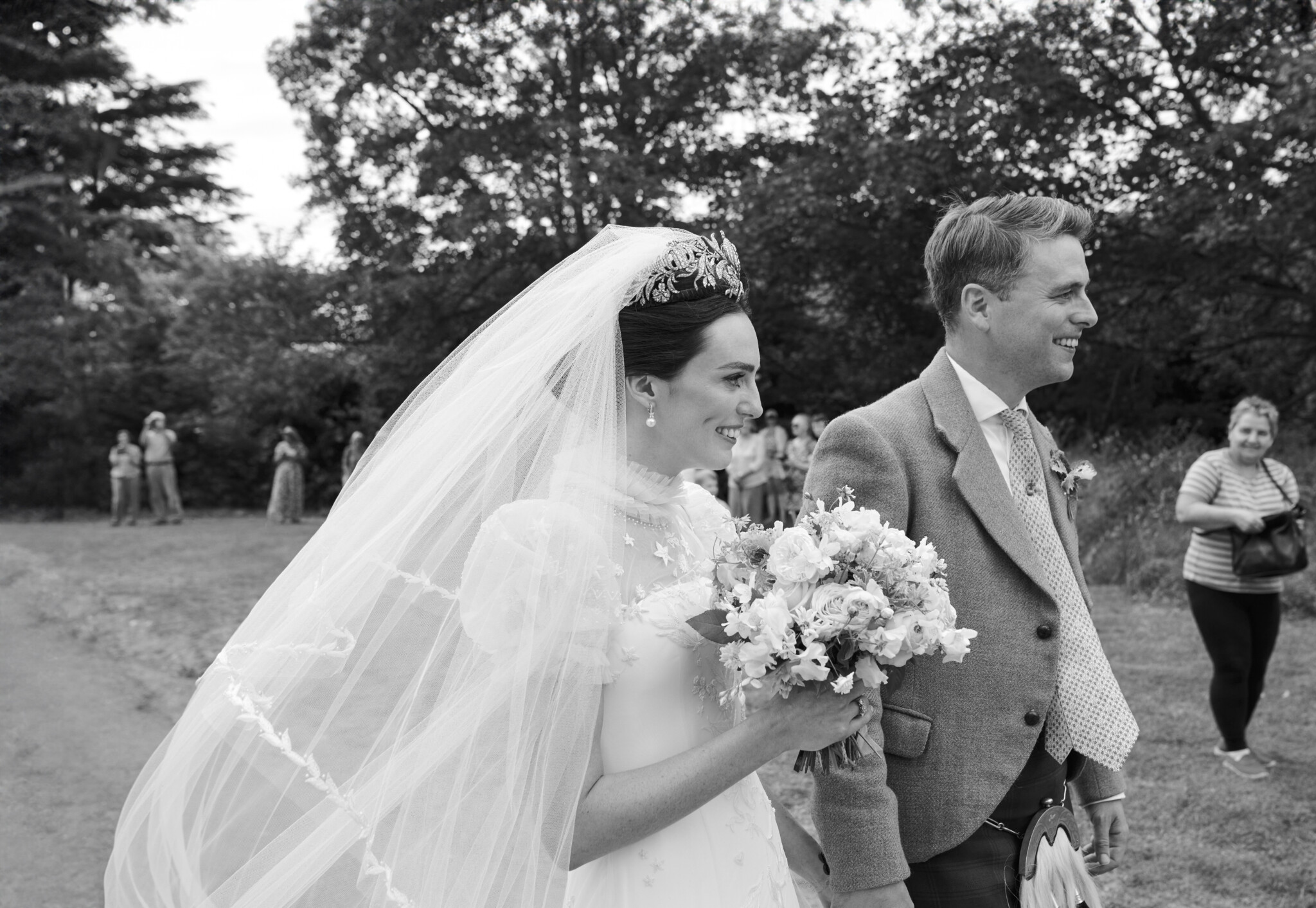 Phillipa Lepley Bespoke Celestial Puff Sleeve Wedding Dress Lady Violet Manners Viscountess Garnock Wedding At Belvoir Castle