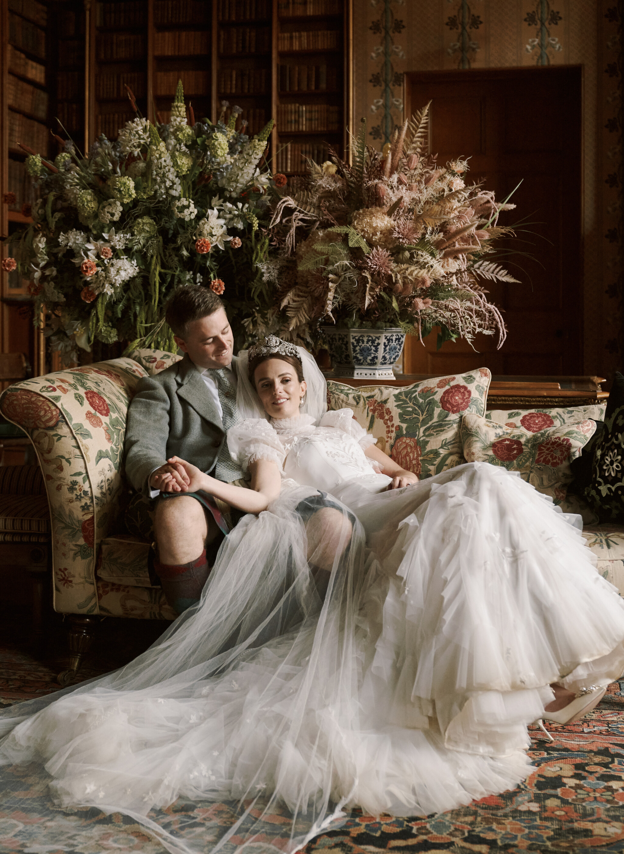 Phillipa Lepley Bespoke Celestial Puff Sleeve Wedding Dress Lady Violet Manners Viscountess Garnock Wedding At Belvoir Castle
