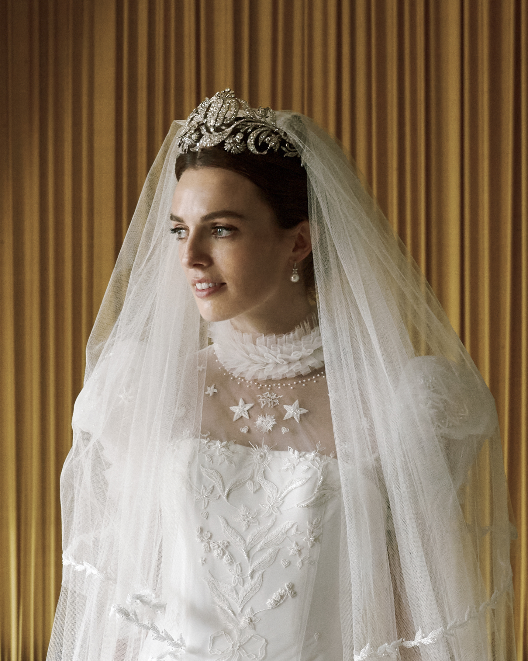 Phillipa Lepley Bespoke Celestial Puff Sleeve Wedding Dress Lady Violet Manners Viscountess Garnock Wedding At Belvoir Castle