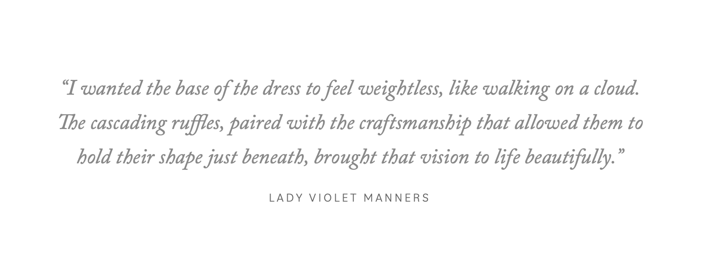 Phillipa Lepley Bespoke Celestial Puff Sleeve Wedding Dress Lady Violet Manners Viscountess Garnock Wedding At Belvoir Castle