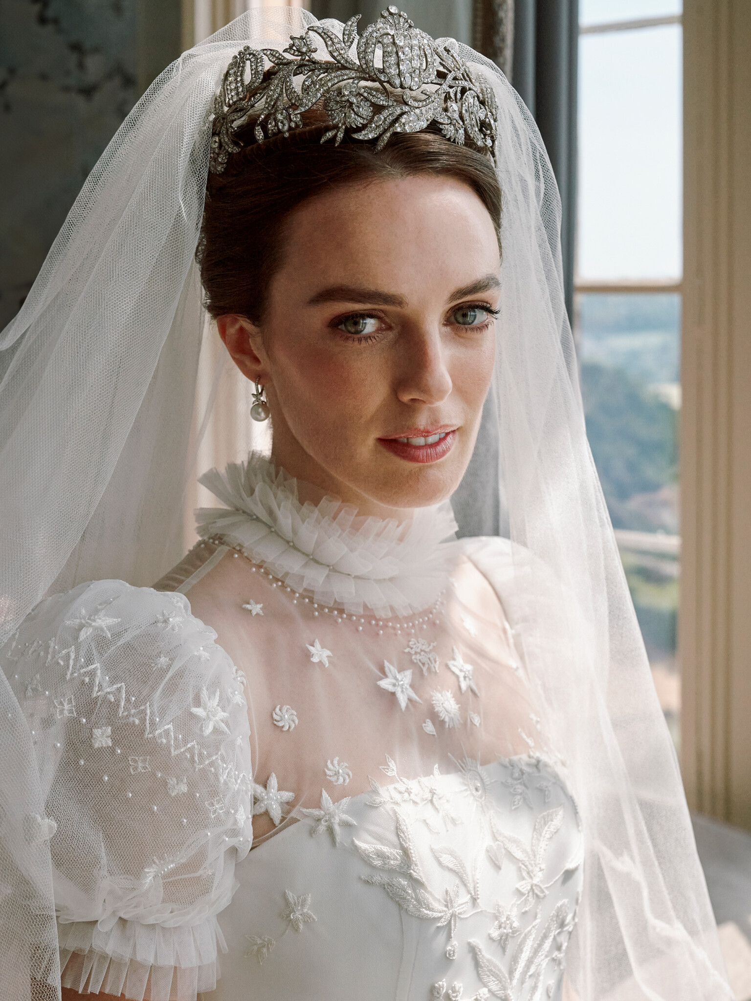 Phillipa Lepley Bespoke Celestial Puff Sleeve Wedding Dress Lady Violet Manners Viscountess Garnock Wedding At Belvoir Castle