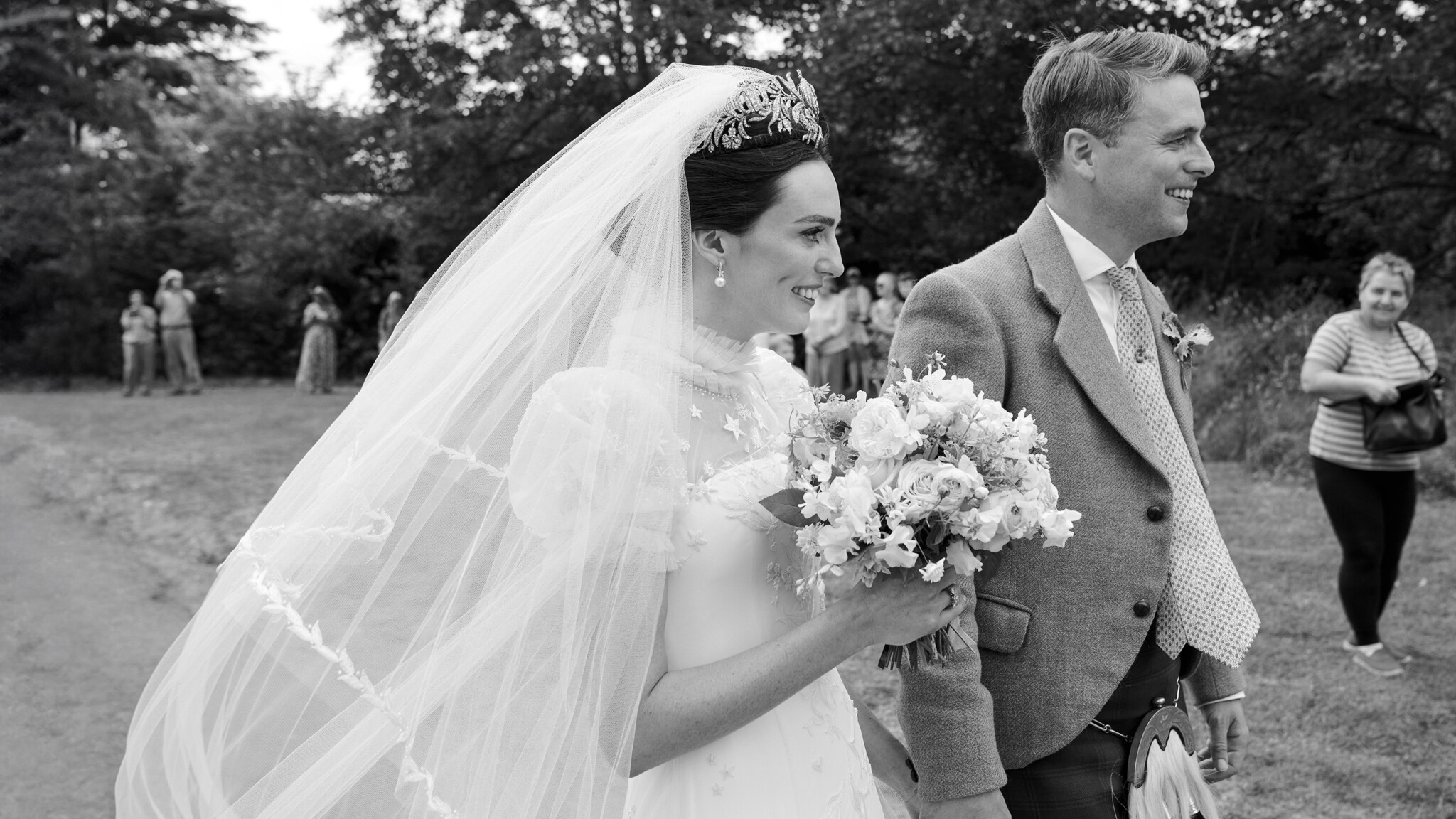 Phillipa Lepley Bespoke Celestial Puff Sleeve Wedding Dress Lady Violet Manners Viscountess Garnock Wedding At Belvoir Castle