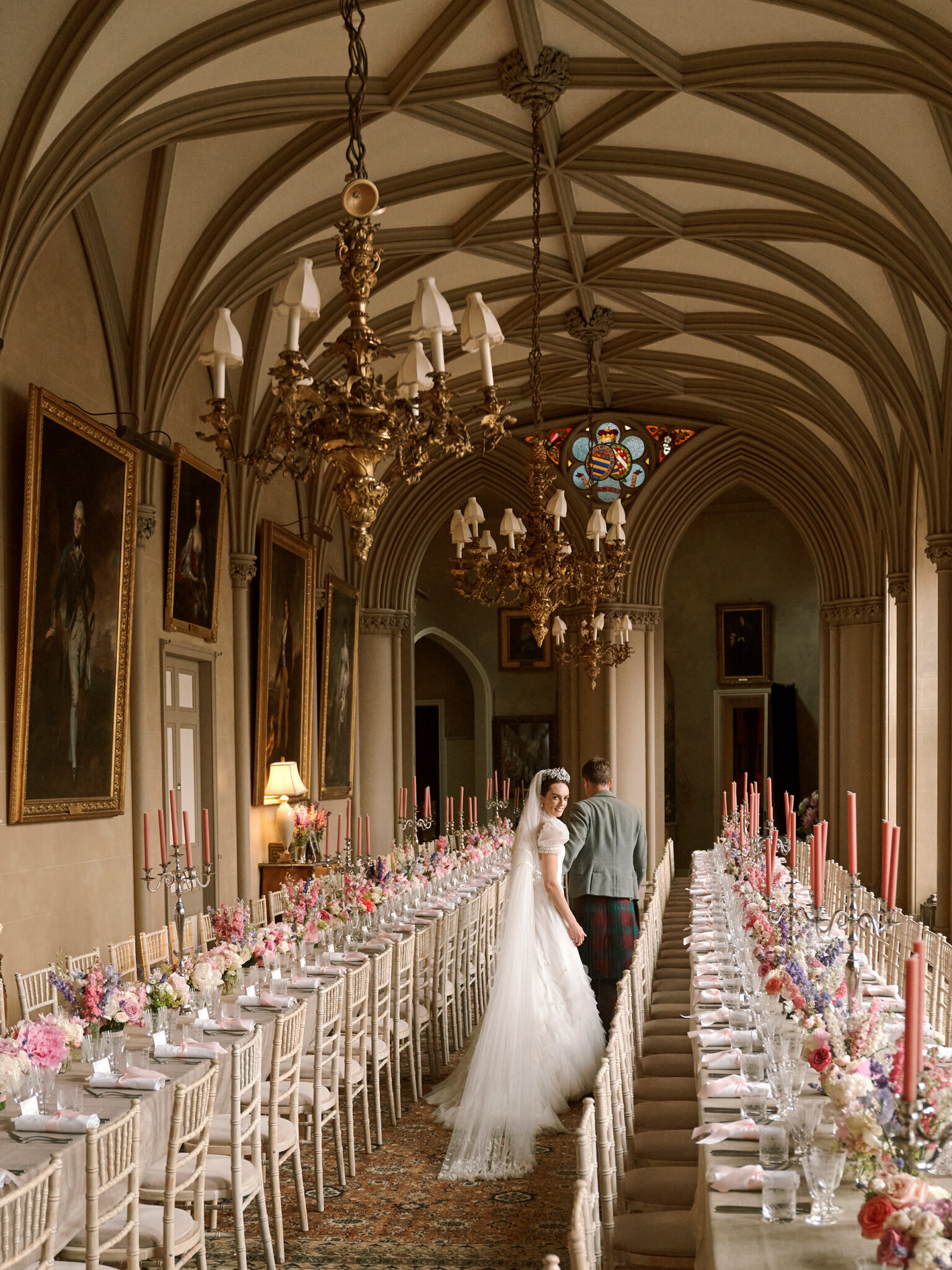 Phillipa Lepley Bespoke Celestial Puff Sleeve Wedding Dress Lady Violet Manners Viscountess Garnock Wedding At Belvoir Castle