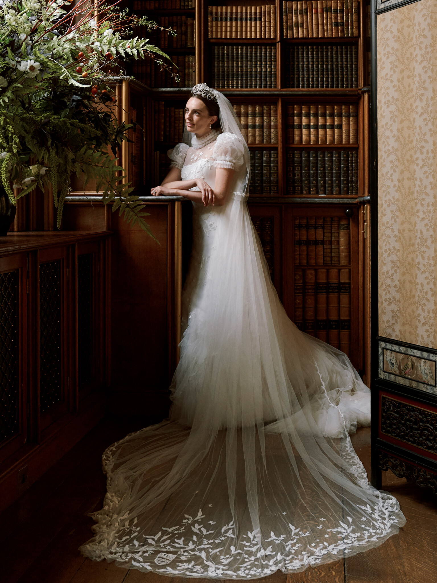 Phillipa Lepley Bespoke Celestial Puff Sleeve Wedding Dress Lady Violet Manners Viscountess Garnock Wedding At Belvoir Castle