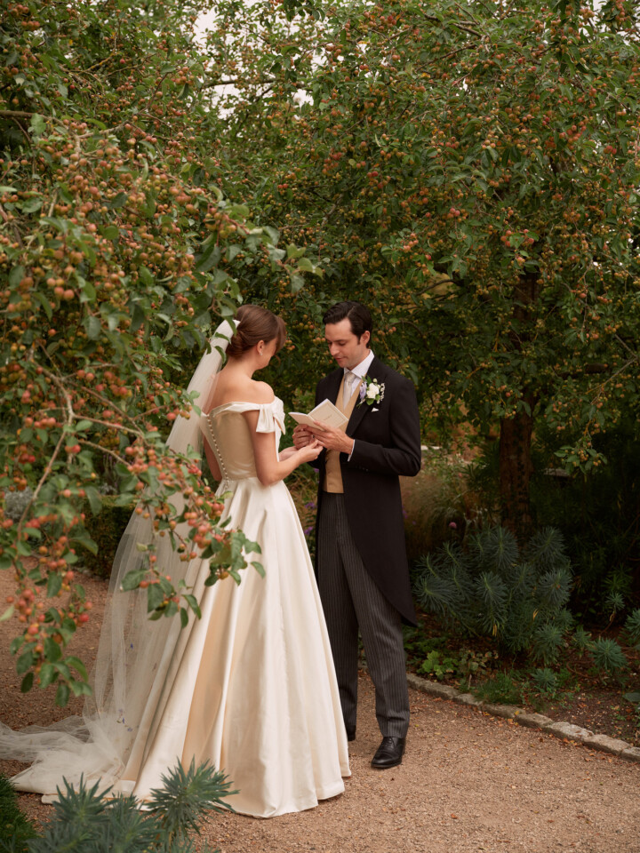 Phillipa Lepley Bride Caroline Off The Shoulder Duchess Satin Bespoke Luxury Wedding Dress Beaverbrook