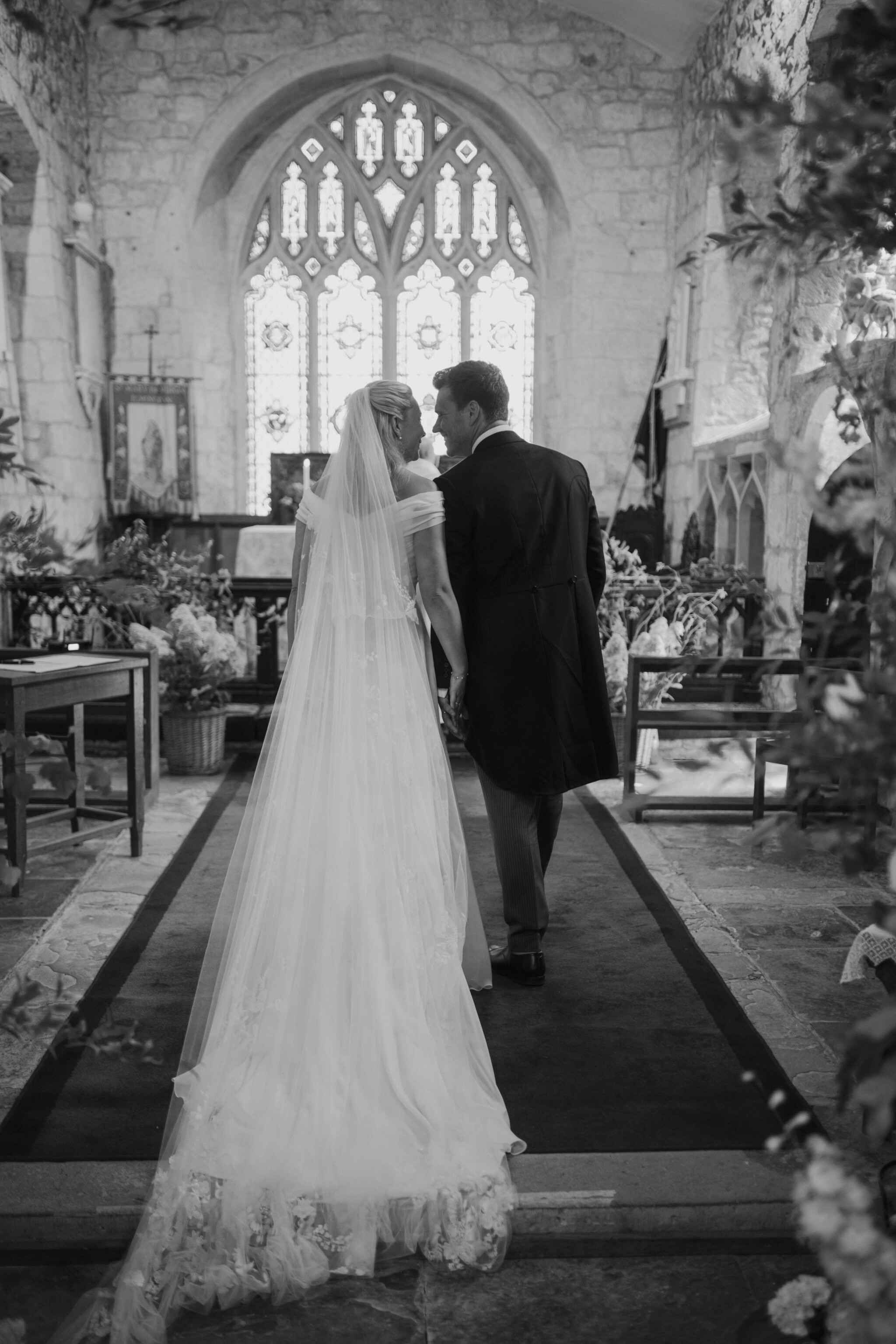 Phillipa Lepley Bride Flo English Country Wedding Draped Off The Shoulder Corseted Wedding Dress Embroidered Veil