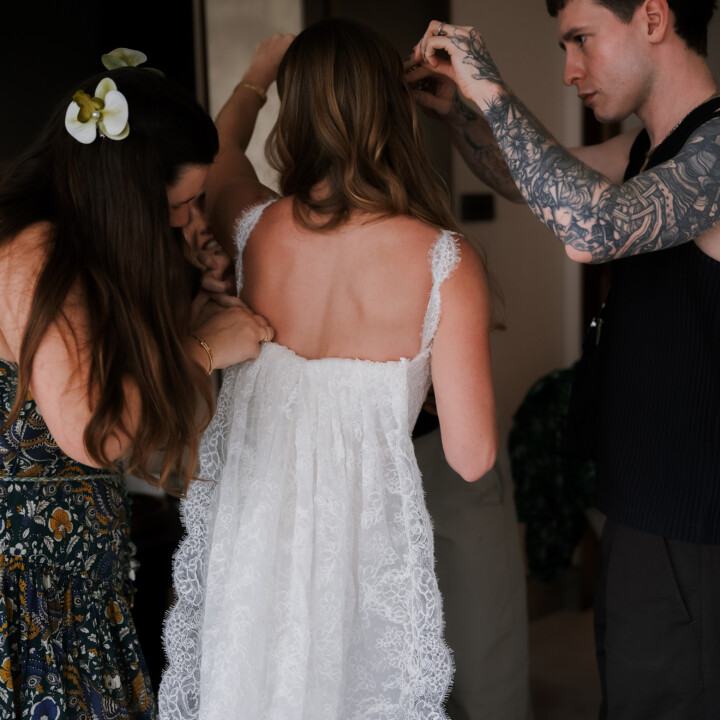 Phillipa Lepley Bride Rachel Hong Kong Wedding Lace Strap Wedding Dress Column Skirt With Lace Scalloped Watteau