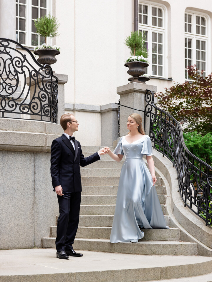 Phillipa Lepley Real Client Flora Bespoke Eveningwear Duchess Satin Dress