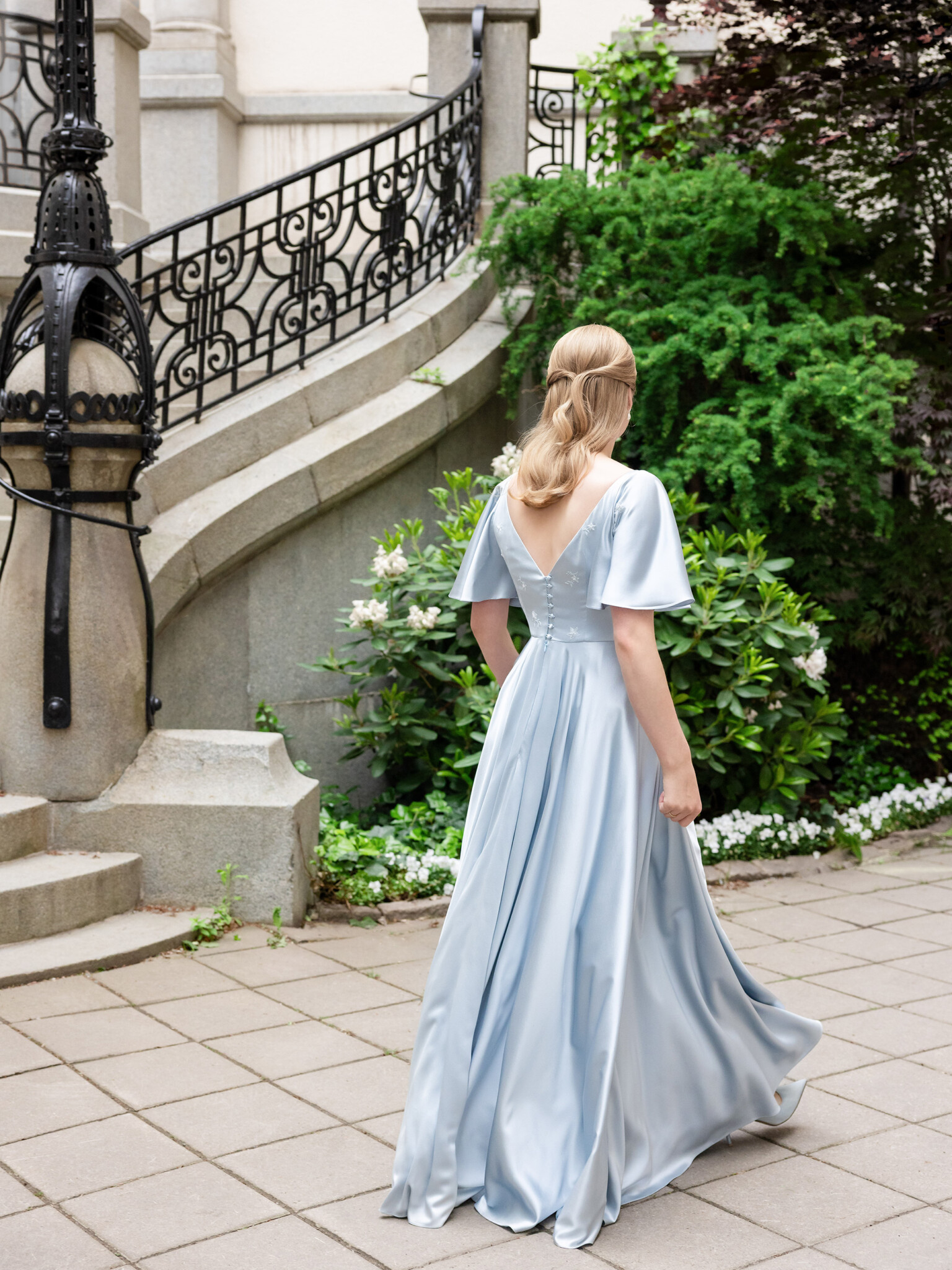Phillipa Lepley Real Client Flora Bespoke Eveningwear Duchess Satin Dress