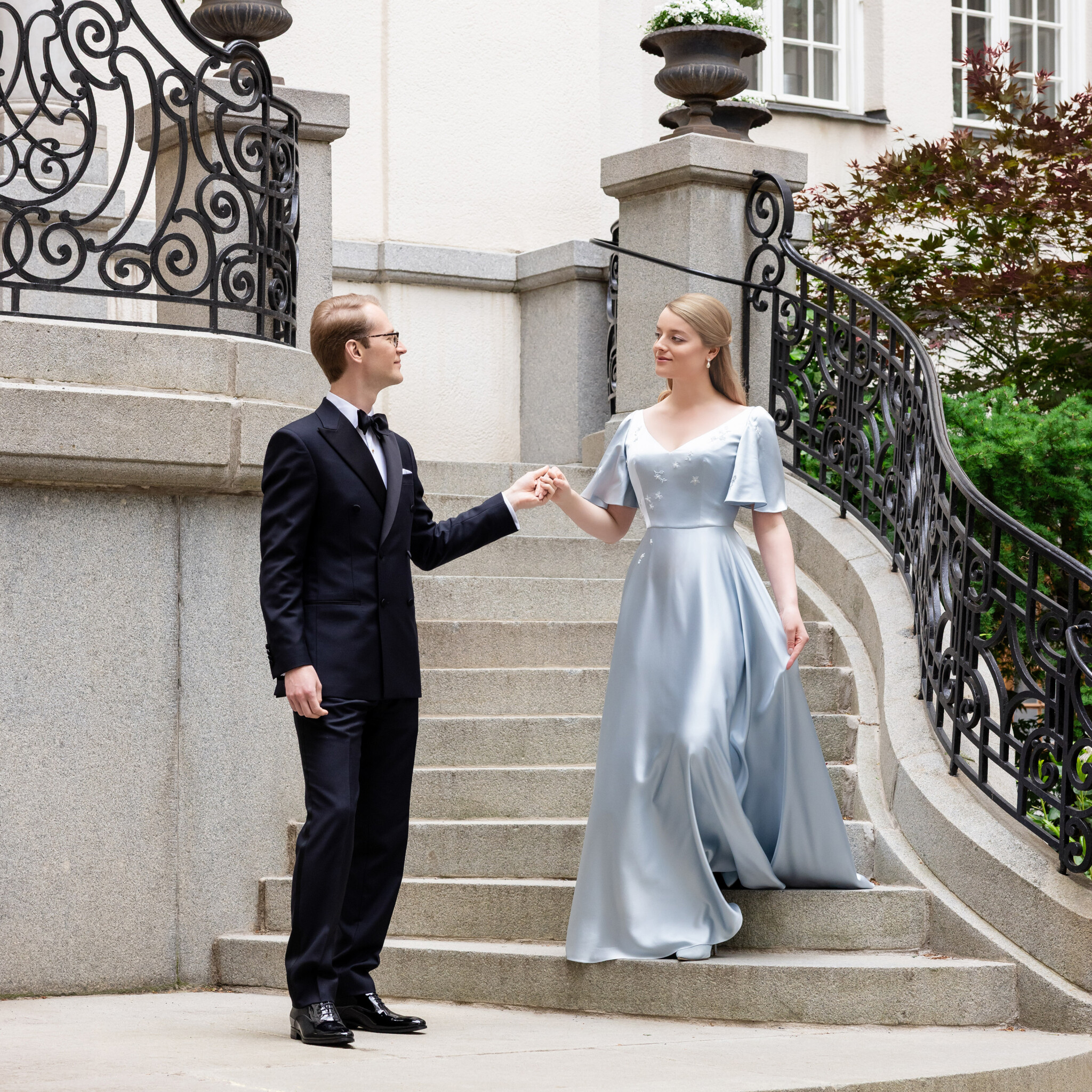 Phillipa Lepley Real Client Flora Bespoke Eveningwear Duchess Satin Dress