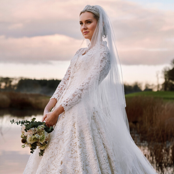 Phillipa Lepley Real Bride Anastasia Guipure Lace Coat And Plain Veil