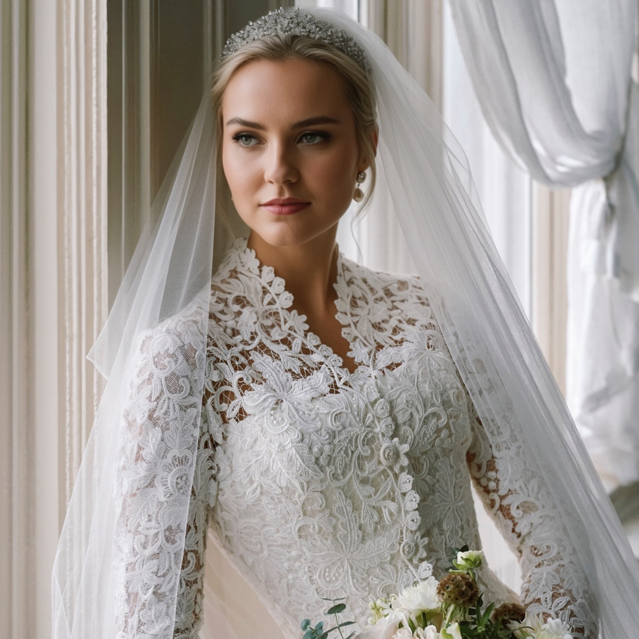 Phillipa Lepley Real Bride Anastasia Guipure Lace Coat