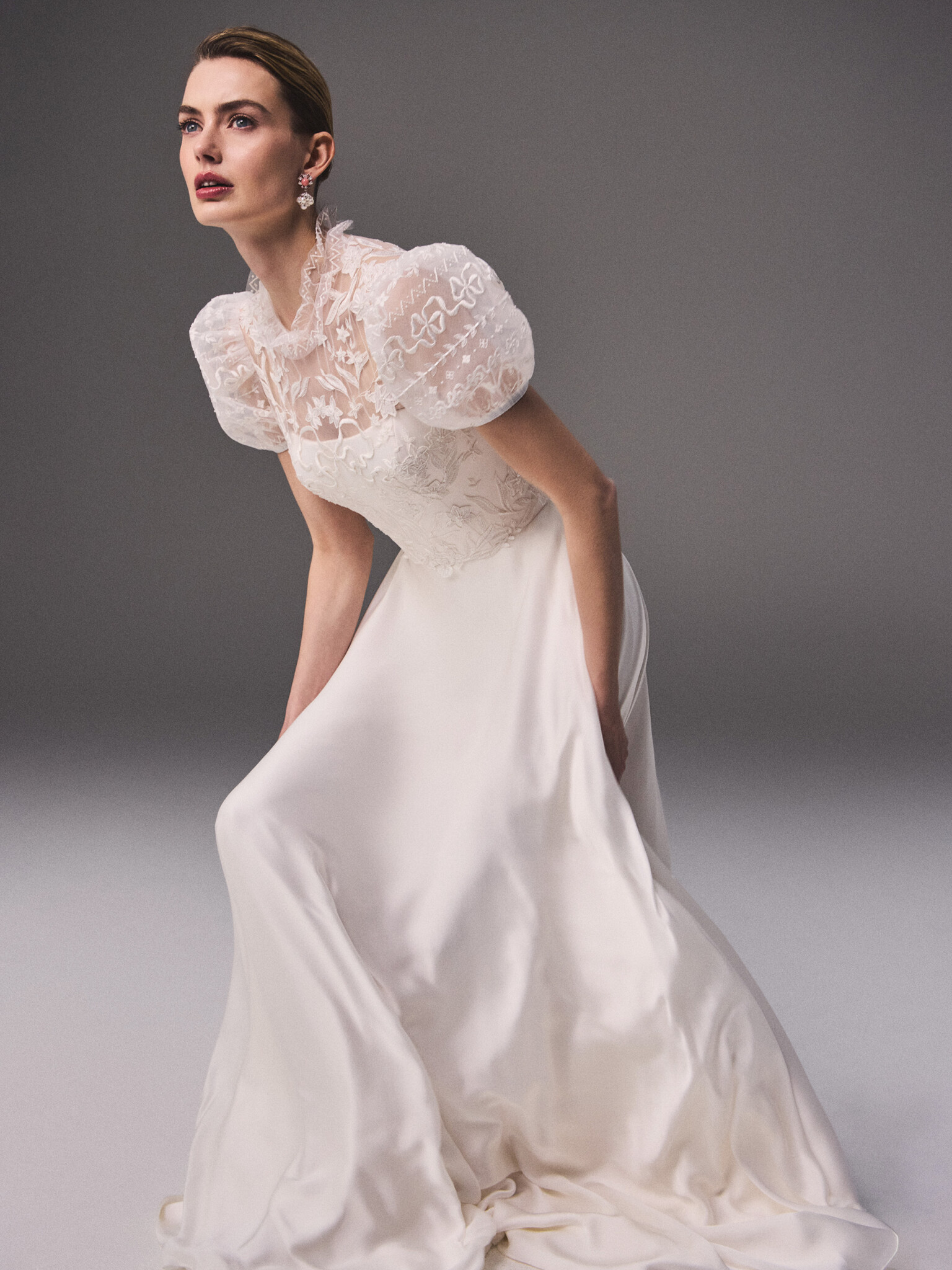 Phillipa Lepley Couture Chapter Forty Vienna Satin Chiffon & Violetta BB Top